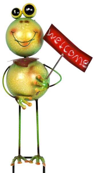 Lustige Gartenfigur Frosch Franz "welcome" ca. 42 cm - Gartendekoration